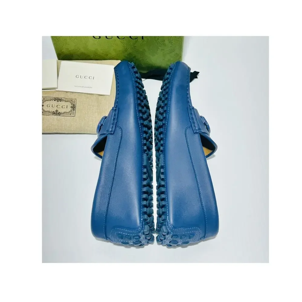 NIB Gucci GG Interlocking G Loafer G 8 US 8.5 Blue Driver moccasins Shoes